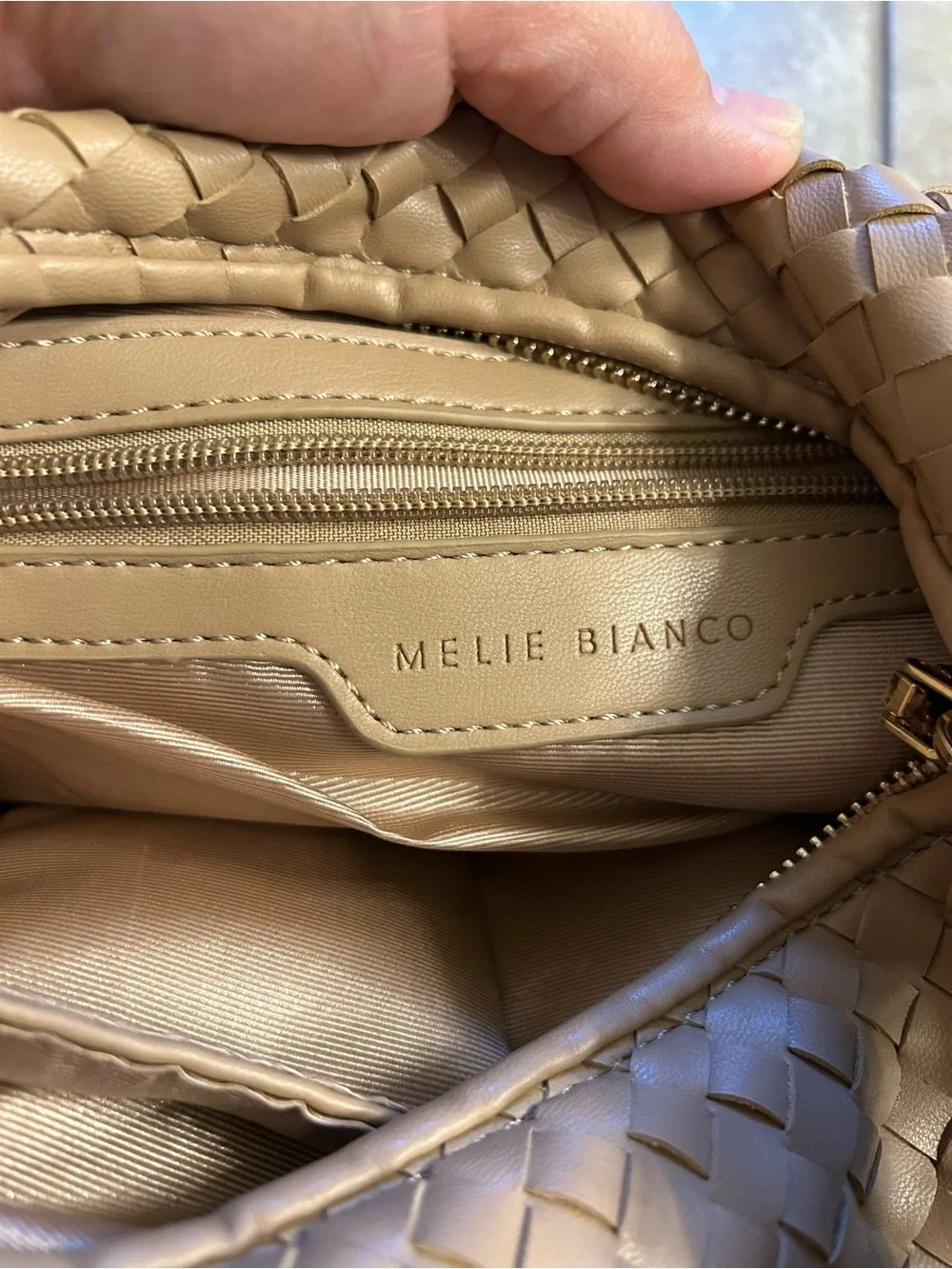 Melie Bianco Anthropologie Woven Hobo Shoulder Bag - Taupe